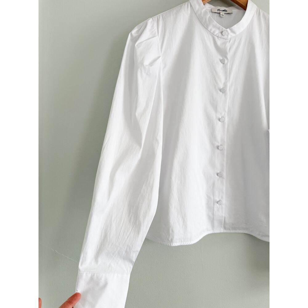 Madewell | NWT Puff-Sleeve Button-Up Shirt White | Sz L - Picture 4 of 11